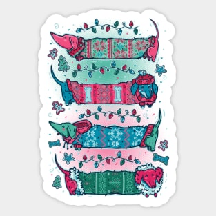 Ugly sweater wiener dogs Sticker